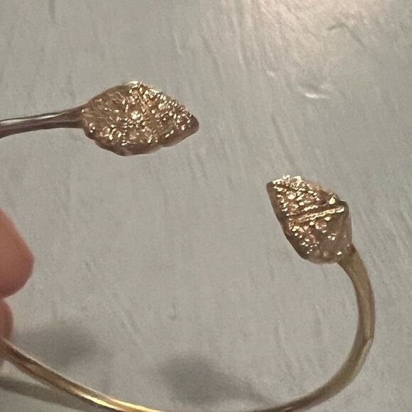 Stella & Dot Eden Cuff Gold Tone Rhinestone Open Bangle Bracelet - Picture 3 of 7
